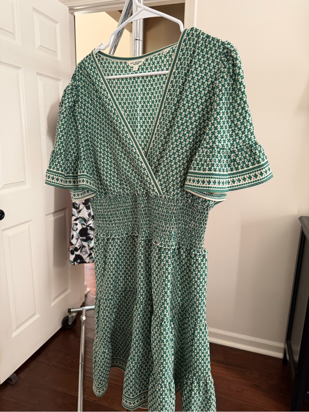 Max Studio Green Printed Midi Wrap Dress